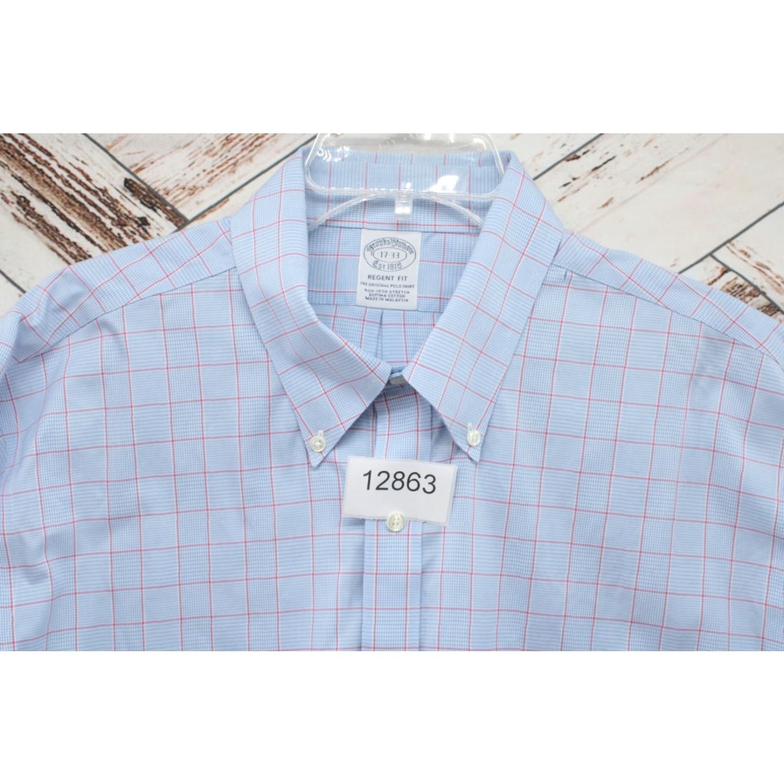 Brooks Brothers VINTAGE Brooks Brothers Regent Fit Shirt Men's 17-33 Blue Checks Squares Long Sleeve Size US XL / EU 56 / 4 - 6 Thumbnail