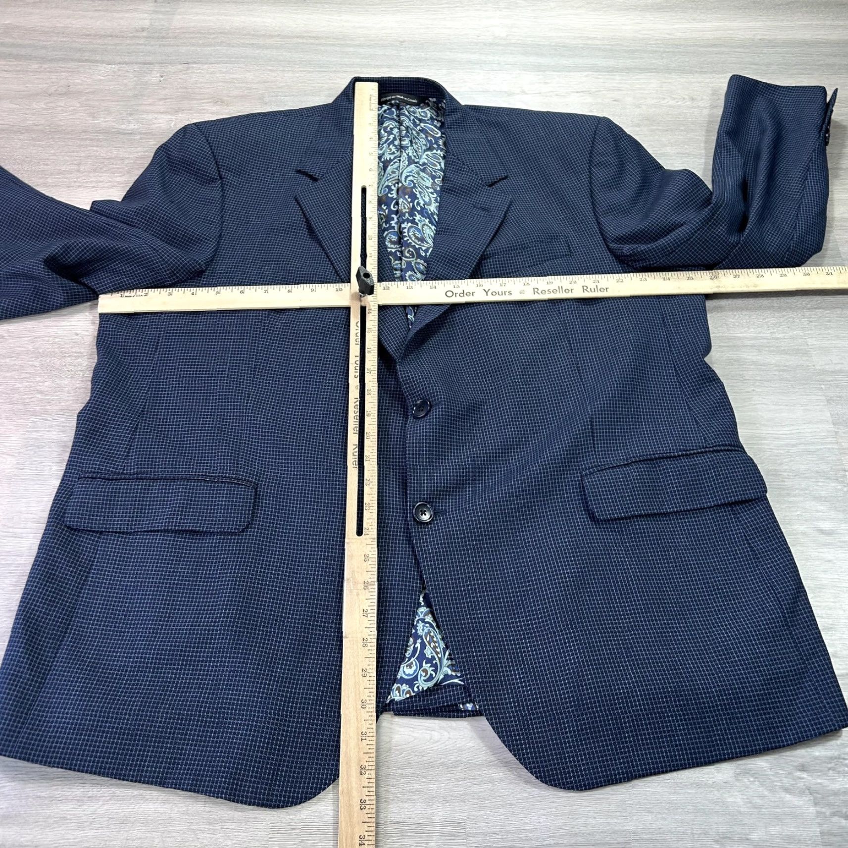 Vintage Coppley Blazer Mens 46 Blue Wool Check Sport Coat Jacket Holland & Sherry Size 46R - 4 Thumbnail