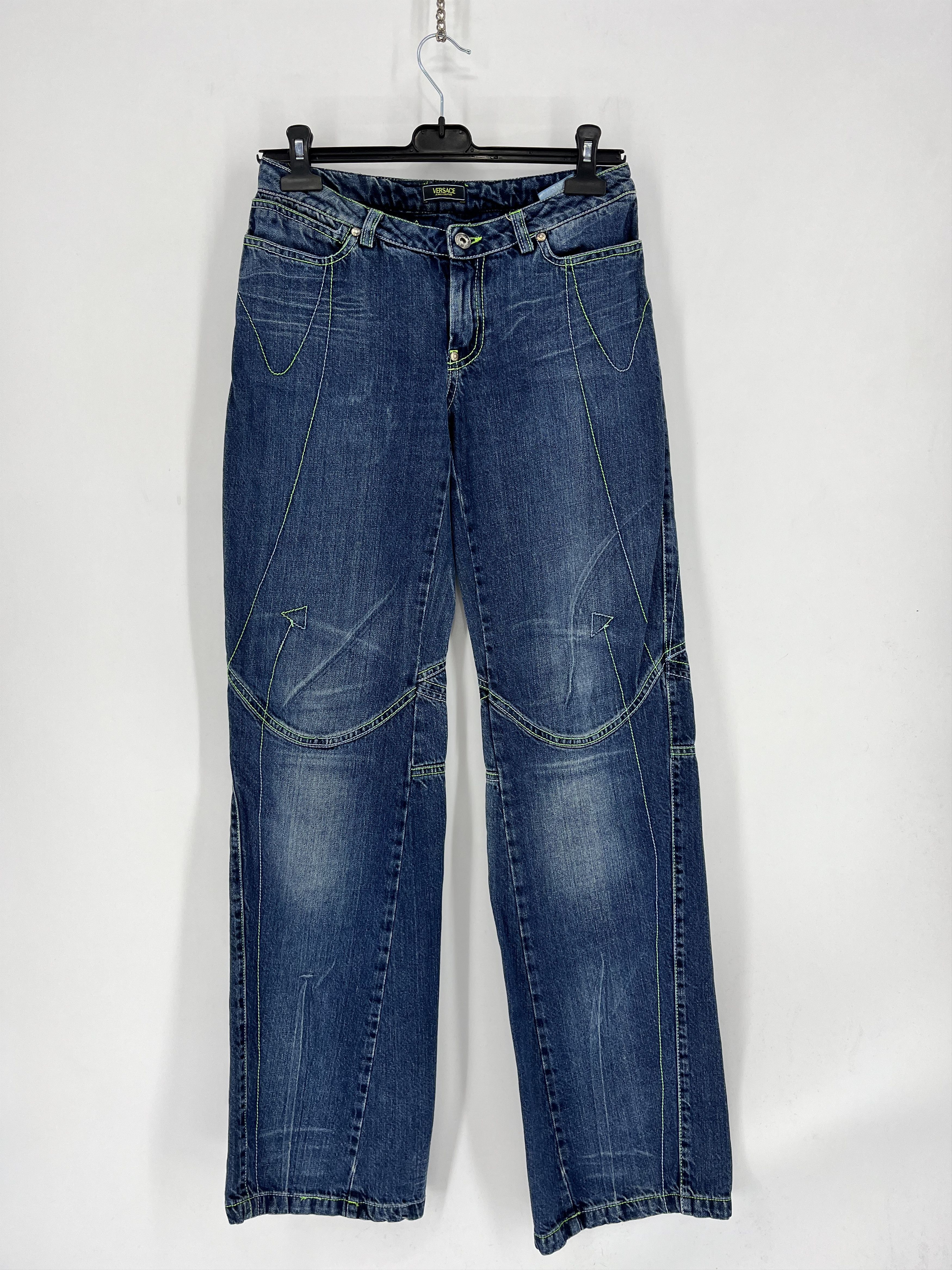 Versace × Versace Jeans Couture Vintage VERSACE JEANS COUTURE Line Low-Rise Y2k Denim Pants Size 26" / US 2 / IT 38 - 1 Thumbnail