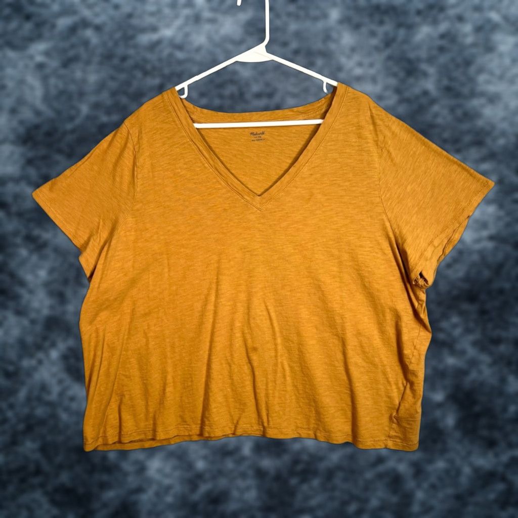 Madewell VINTAGE Madewell Womens T-Shirt Short Sleeve V-Neck Cotton 3XL Mustard Yellow – Relaxed Fit Size XXL / US 16-18 / IT 52-54 - 1 Thumbnail