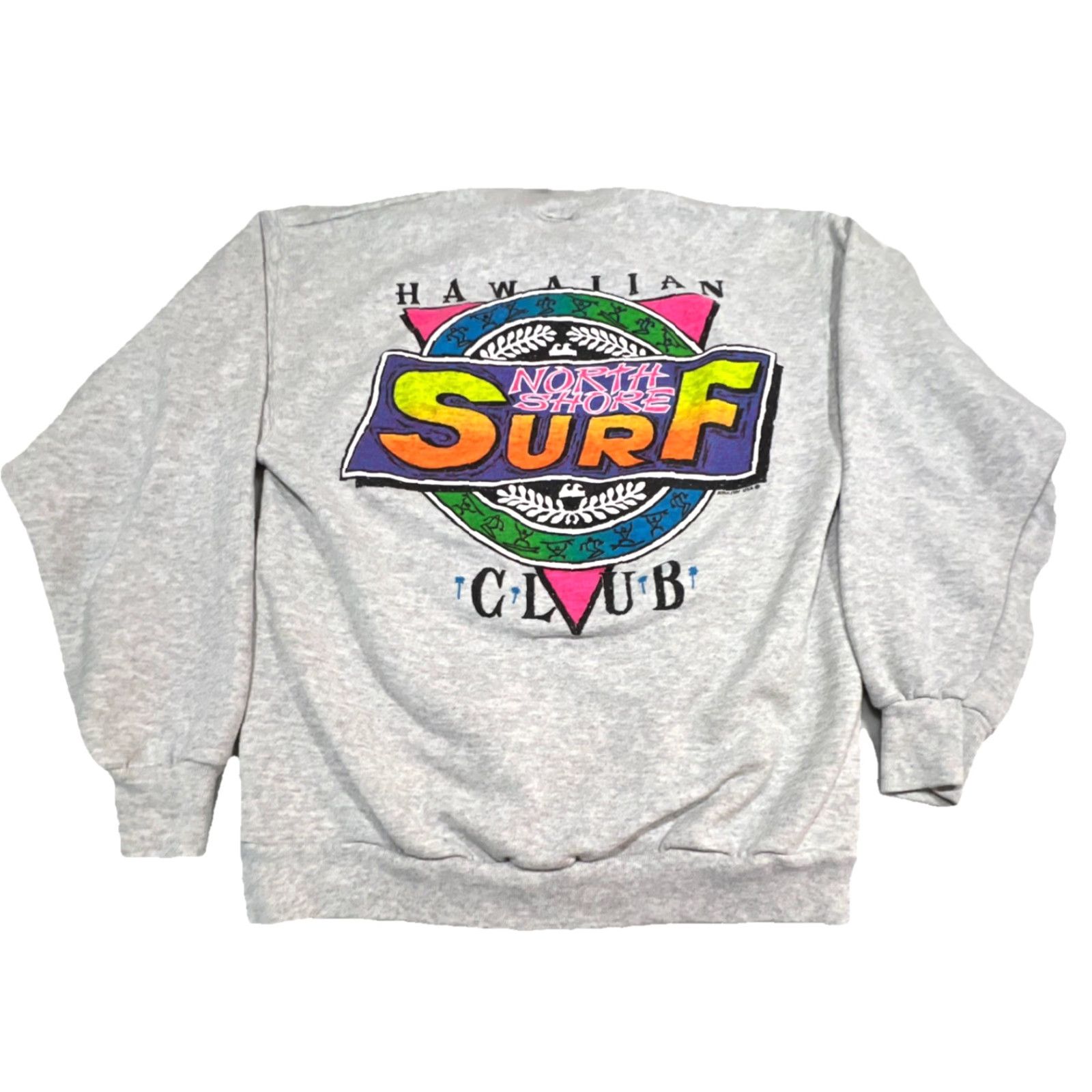 TEE JAYS VINTAGE Tee Jays Sweatshirt Men M Hawaiian North Shore Surf Club Graphic Print Puffy Paint Gray Cotton Blend Crew Neck Pullover Size US M / EU 48-50 / 2 - 2 Thumbnail