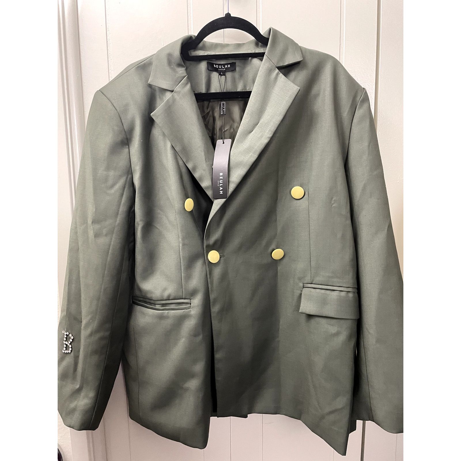 The Unbranded Brand Y2K Beulah Style NWT Womans Over Sized Large Olive Blazer Size L / US 10 / IT 46 - 2 Thumbnail
