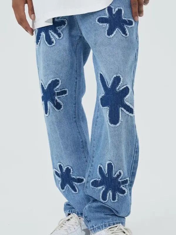 Retro loose hip-hop straight leg jeans