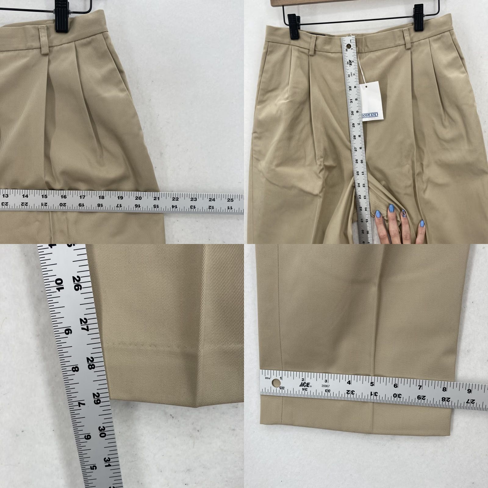 Lands' End Lands' End Pants Womens 10 Regular Khaki Beige Pleated Front Work Chino Classic Size 32" / US 10 / IT 46 - 8 Thumbnail
