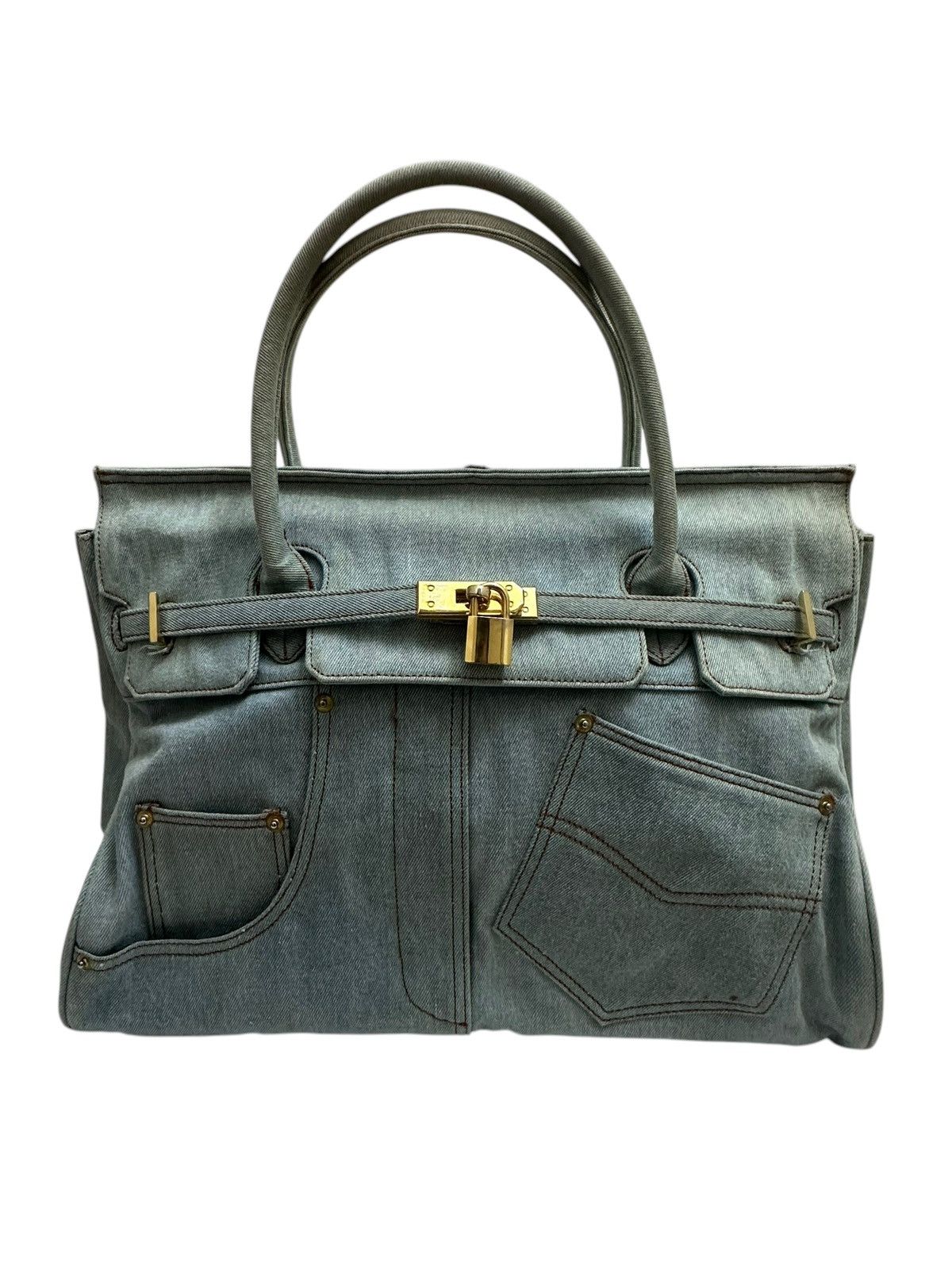 Handmade RARE ‼️ Denim Blue ‘Birkin’ Style Bag Size ONE SIZE - 1 Thumbnail