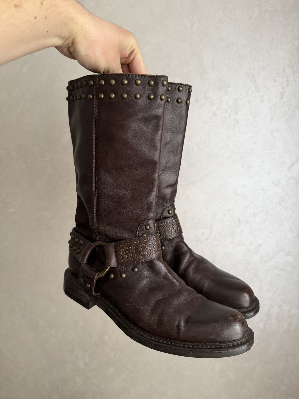 Moschino Vintage Italian AS 98 Rick Owens Style Leather Cowboy Boots Size US 8 / EU 41 - 11 Thumbnail