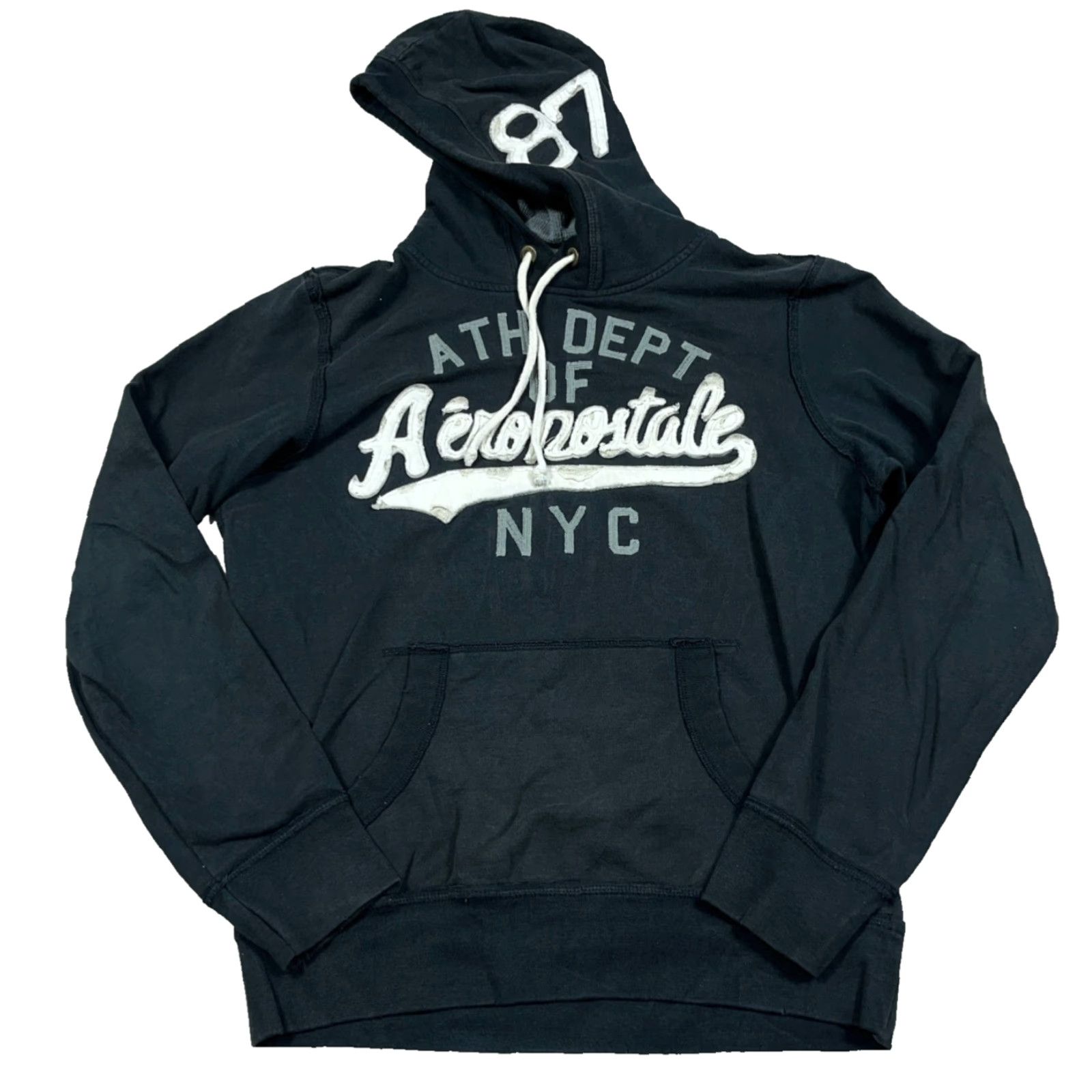 Aeropostale VINTAGE Aeropostale Hoodie Men M Black Logo Graphic Print Hooded Sweatshirt 87 New York Size US M / EU 48-50 / 2 - 2 Thumbnail