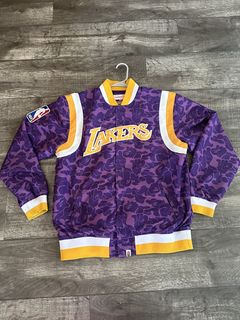 Bape x mitchell & ness lakers sale warm up jacket