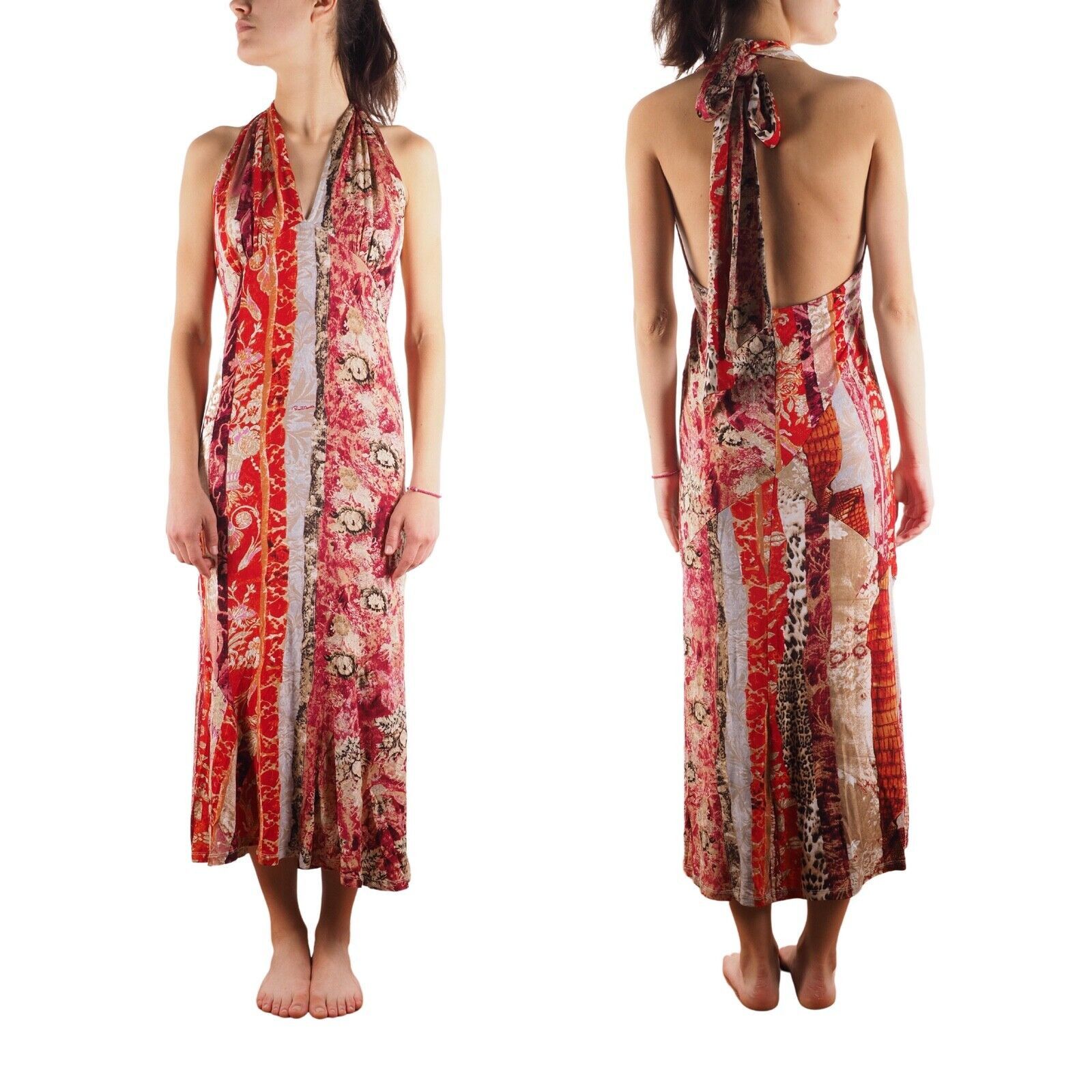 Roberto Cavalli Roberto Cavalli Vintage Floral Print Halter Midi Dress Size L / US 10 / IT 46 - 2 Thumbnail