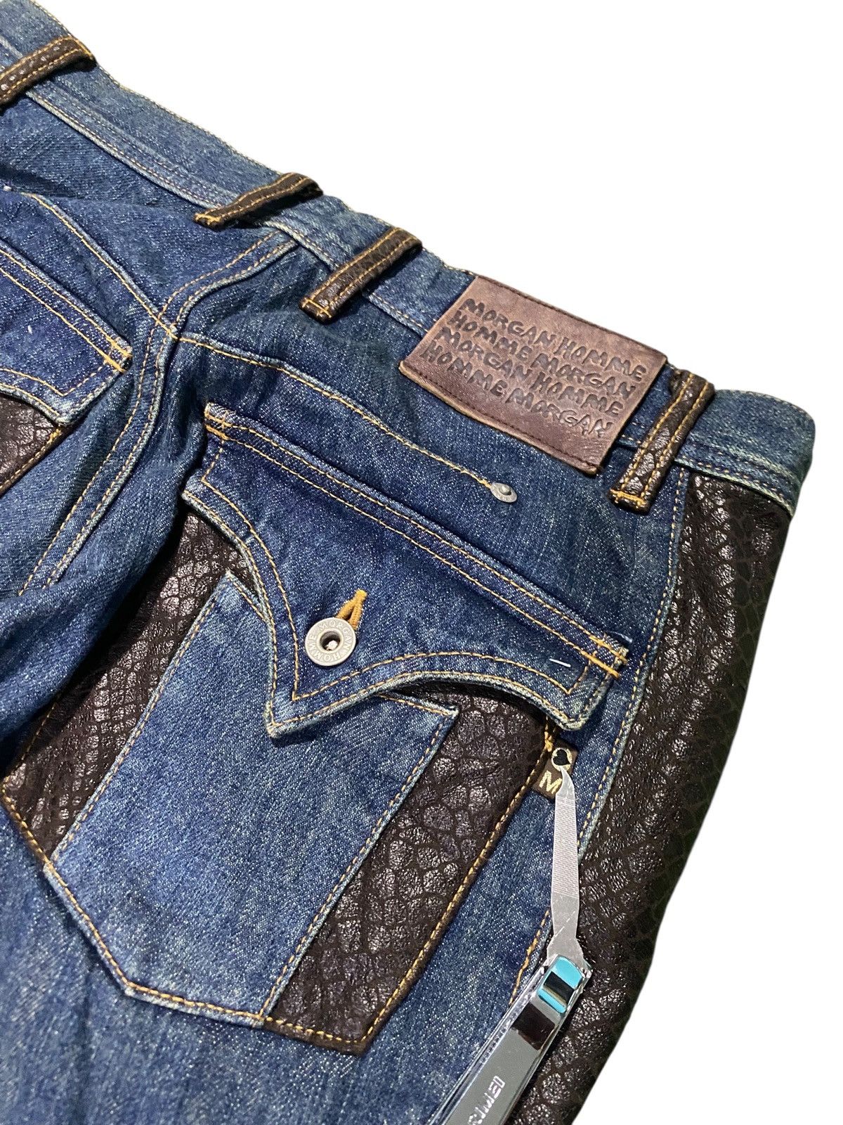 Morgan Homme Morgan Homme Denim Jeans snake Leather Biker Flare Bootcut Size US 32 / EU 48 - 9 Thumbnail