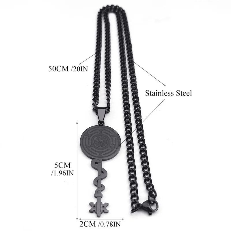 Jewelry Hekate Wheel Snake Key Strophalos of Hecate Pendant Necklace Size ONE SIZE - 5 Thumbnail