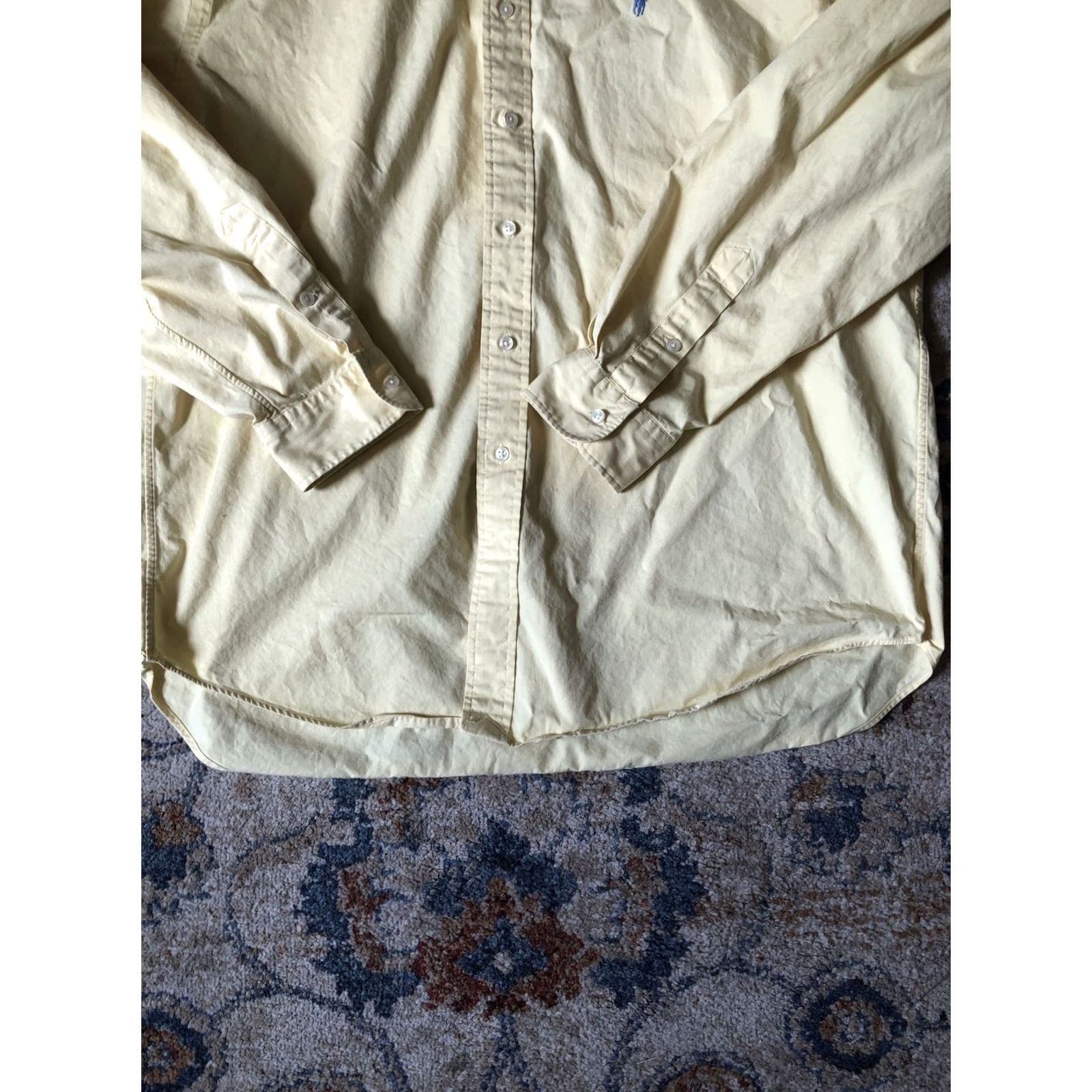 Ralph Lauren Ralph Lauren Blake Dress Shirt Men's Yellow Button-Down Long Sleeve XL Size 46R - 6 Thumbnail