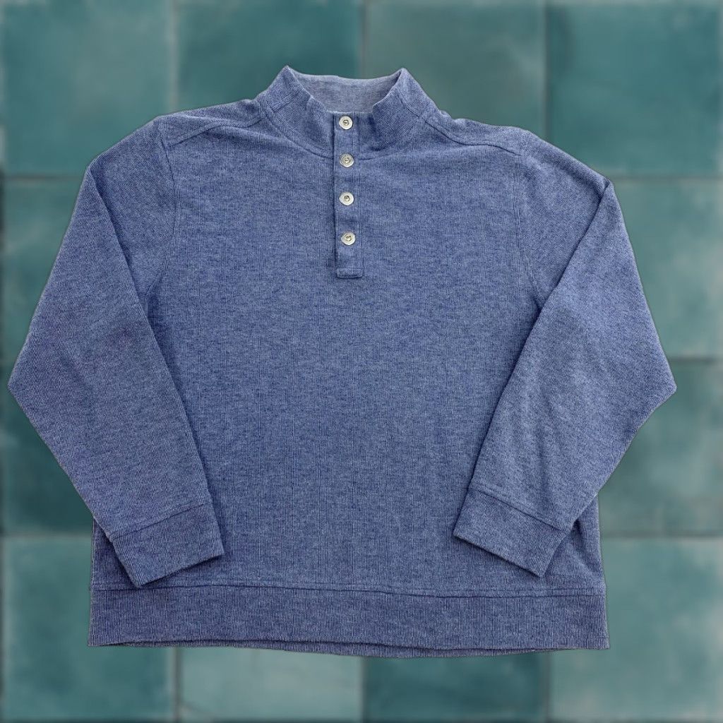 Tommy Bahama Tommy Bahama Sweater Mens Large Blue Mock Neck Quarter Button Size US L / EU 52-54 / 3 - 1 Thumbnail