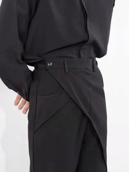 Jean 💎Retro Pleated Flared Assymetrical Wrap Pants Trousers Y2K Size US 30 / EU 46 - 5 Thumbnail