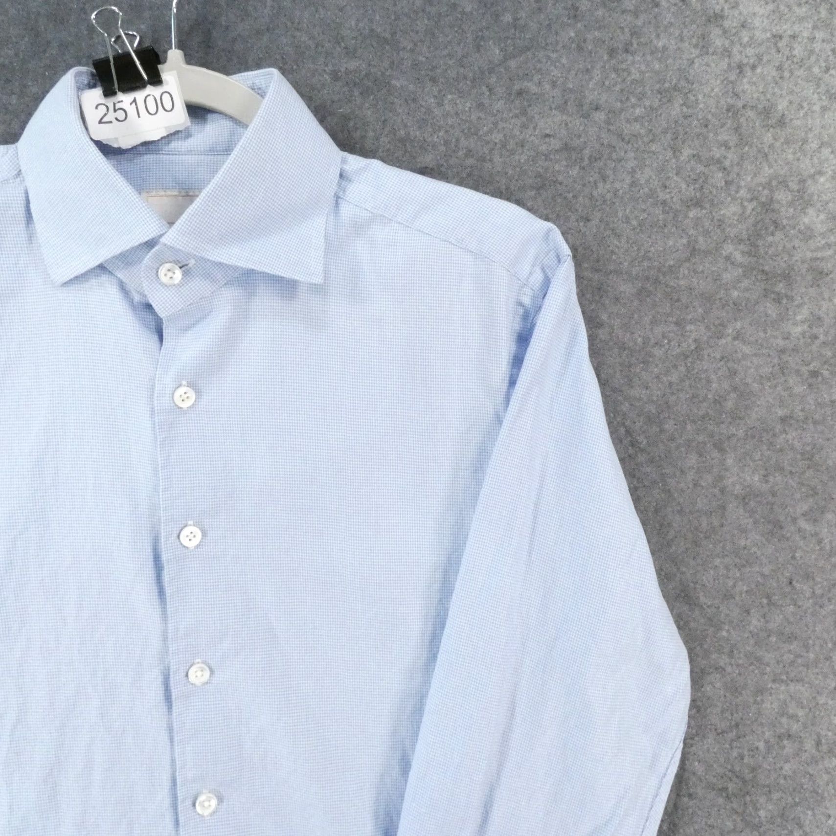 VINTAGE Yeossal Men's Shirt Long Sleeve Button Up Blue Houndstooth Collared Office Wear Size 16