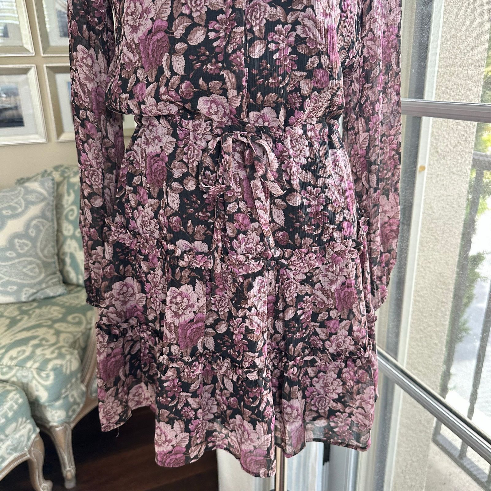 Paige Paige Fernanda Silk Minidress Purple Floral Spring Size XS Size XS / US 0-2 / IT 36-38 - 12 Thumbnail