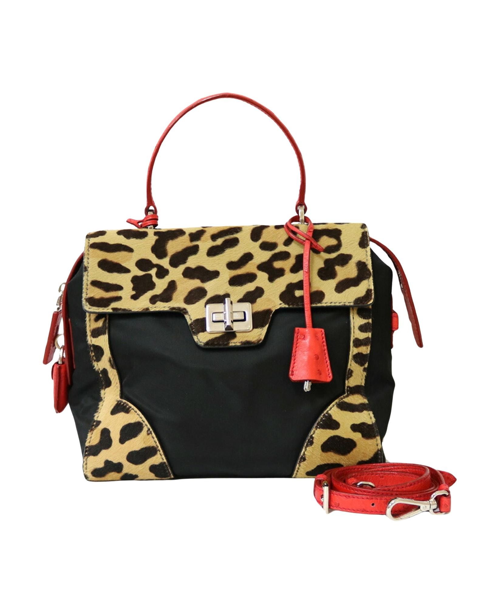 image of Prada Versatile Black Nylon Handbag With Padlock And Shoulder Strap, Women's