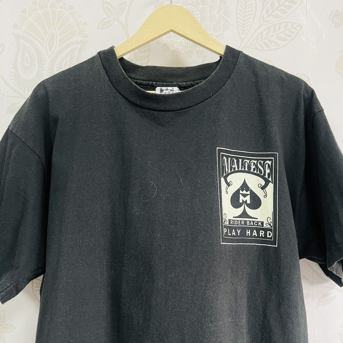 Vintage Faded Black MALTESE Rider Back Play Hard TShirt Size US L / EU 52-54 / 3 - 19 Thumbnail
