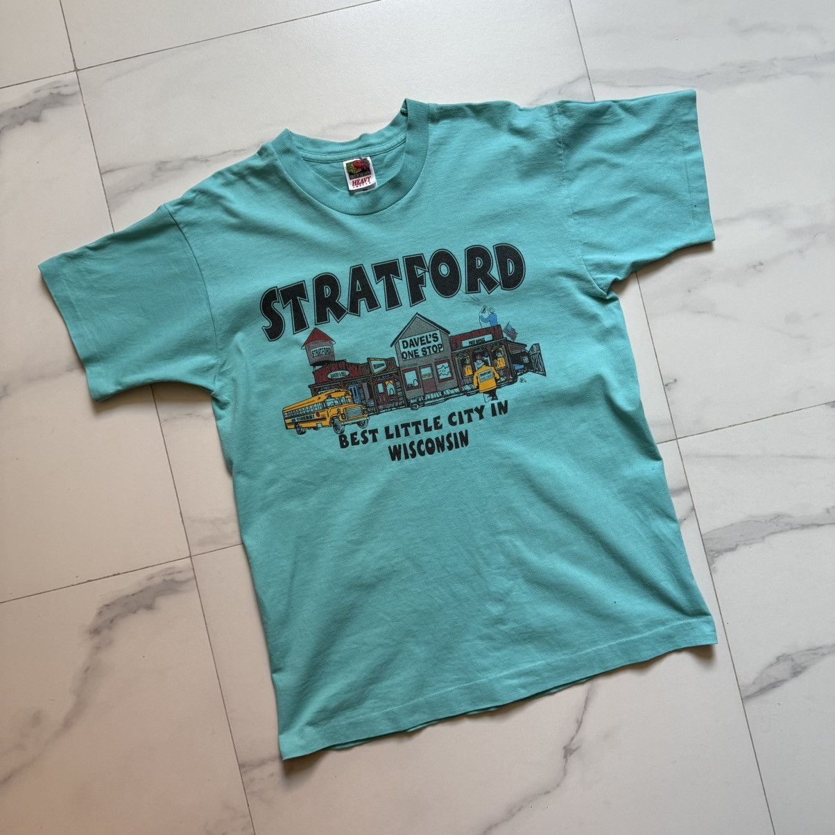 Fruit Of The Loom × Vintage Vintage 90s Stratford, Wisconsin T-Shirt Size US L / EU 52-54 / 3 - 3 Thumbnail