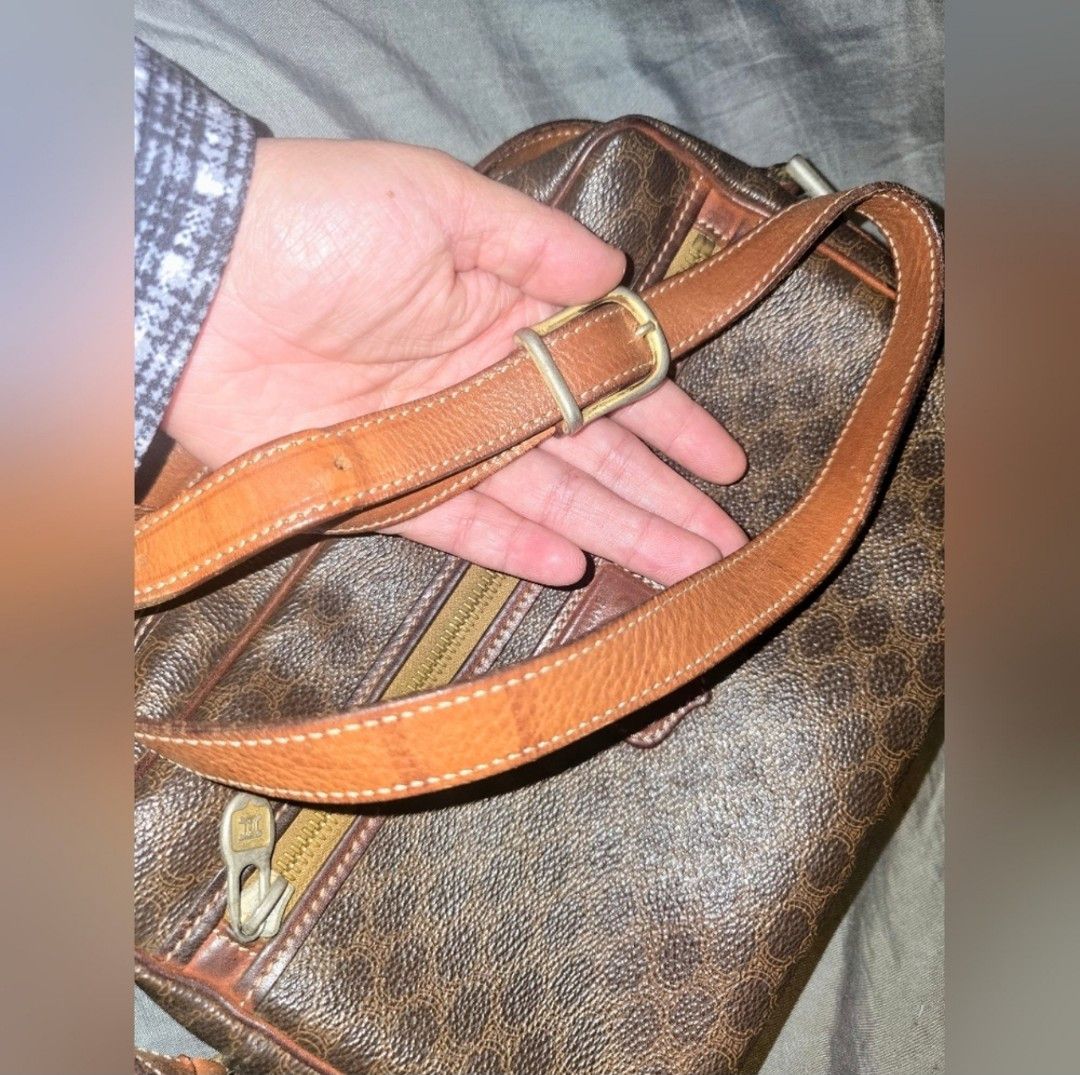 Celine Authentic Vintage Celine Brown Leather Macadam Crossbody Size ONE SIZE - 7 Thumbnail