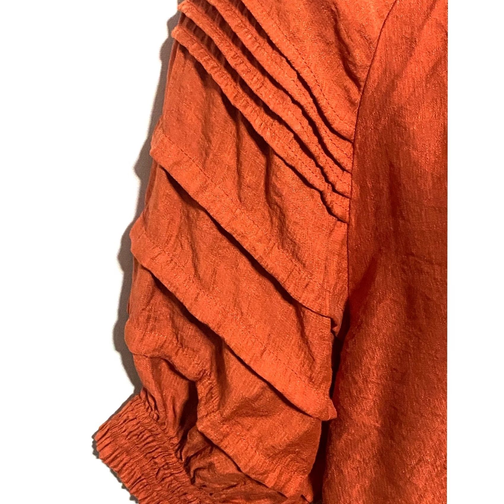 Vintage THML Blouse Womens S Orange Tassel Tie Neck Boho Hippie Peasant Flowy Earthy Size S / US 4 / IT 40 - 4 Thumbnail