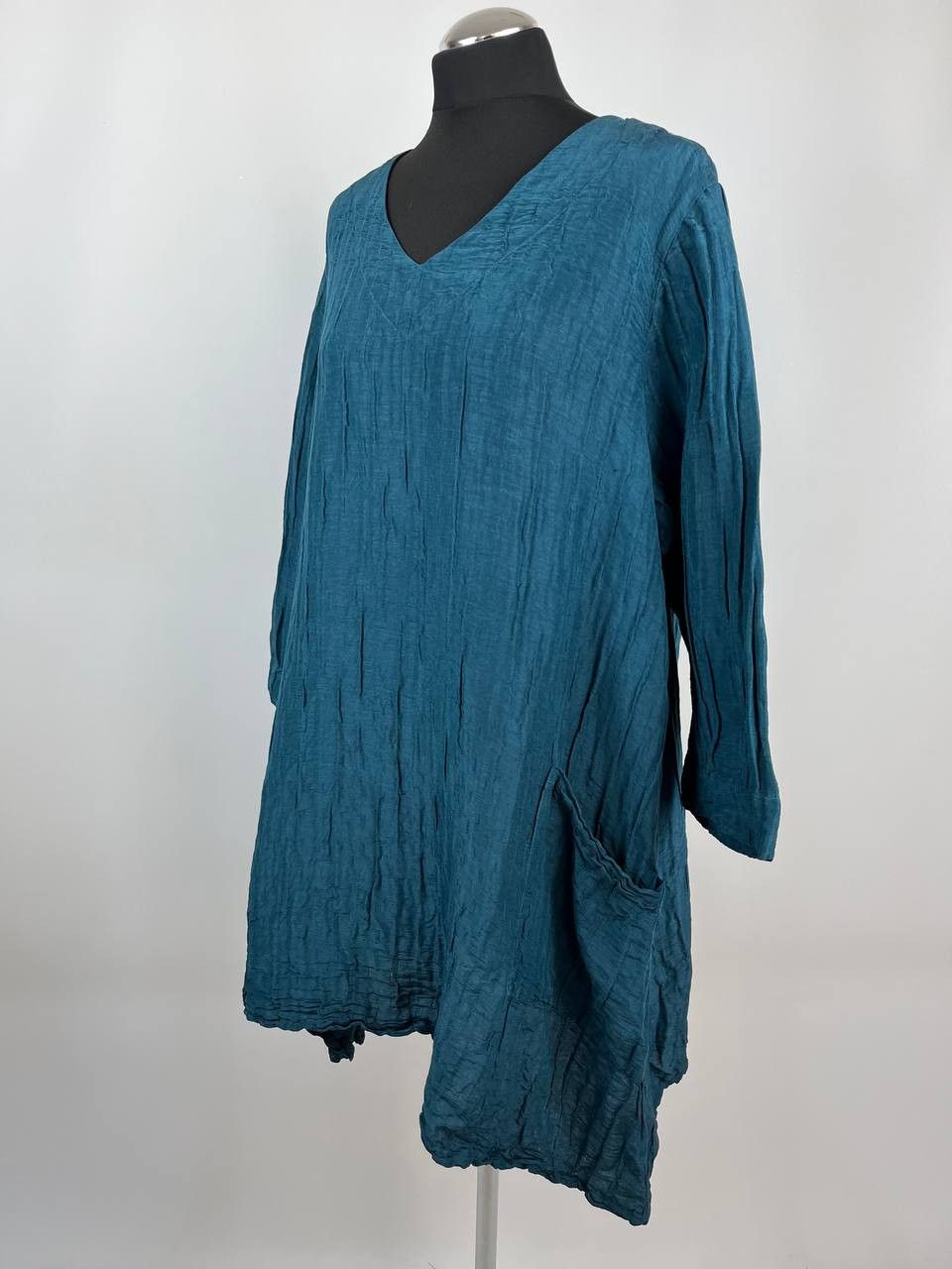 Other GRIZAS Crinkle Tunic Dress Dark Teal Lagenlook Boho Size L / US 10 / IT 46 - 2 Thumbnail