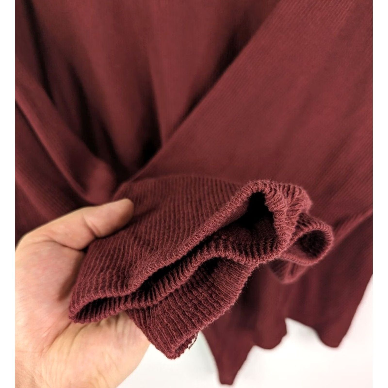 Madewell Madewell Elwood Knot Front Top Ribbed Maroon Classic Basic Thermal Womens 3X Shirt Long Sleeve Crew Neck Cotton Knit Size XXL / US 16-18 / IT 52-54 - 3 Thumbnail