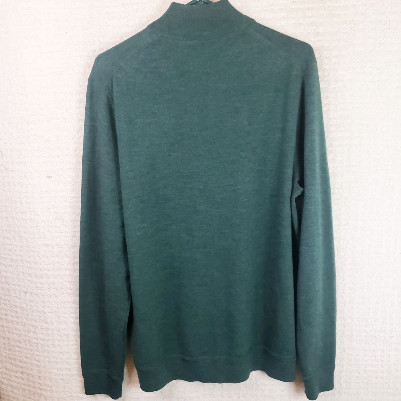 Nordstrom Nordstrom Men L Green 100% Italian Merino Wool 1/4 Zip Collared Sweater Shirt/ Sweater? Size US L / EU 52-54 / 3 - 6 Thumbnail