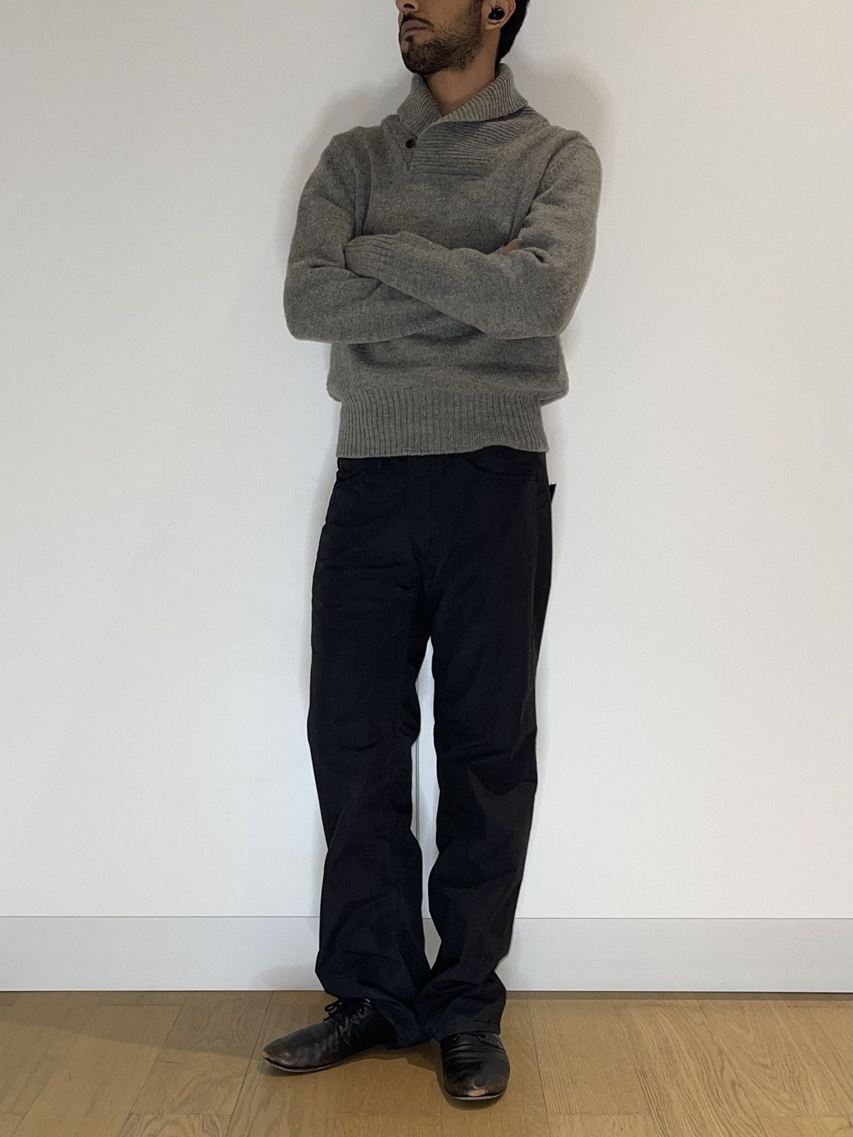 Maison Margiela Maison Margiela Fall 2004 Grey Wool Shawl Collar KnitSweater Size US M / EU 48-50 / 2 - 1 Thumbnail