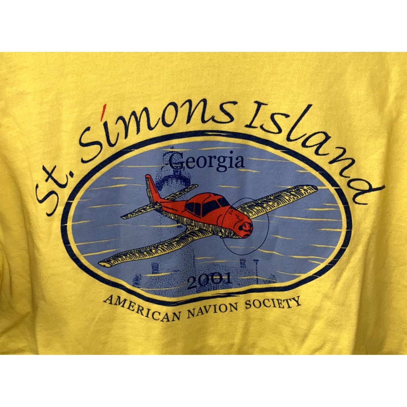 Simons VINTAGE Unbranded T-Shirt Mens Yellow St. Simons Island American Navion Society Regular Fit 19 in Armpit Short Sleeve Cotton? M Mens Size US M / EU 48-50 / 2 - 2 Thumbnail