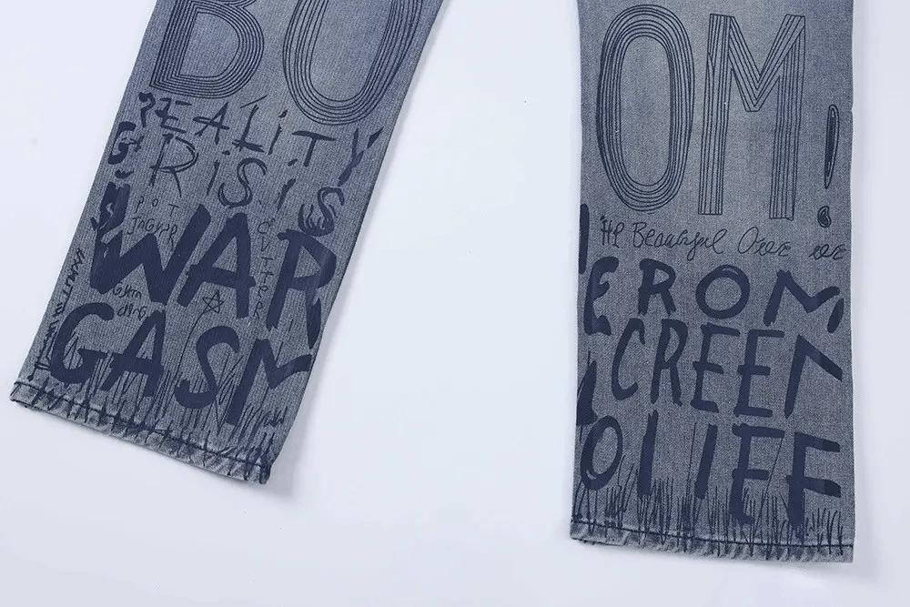 Japanese Brand × Vintage Buggy jeans for men and women with graffiti print y2k Size US 30 / EU 46 - 10 Thumbnail