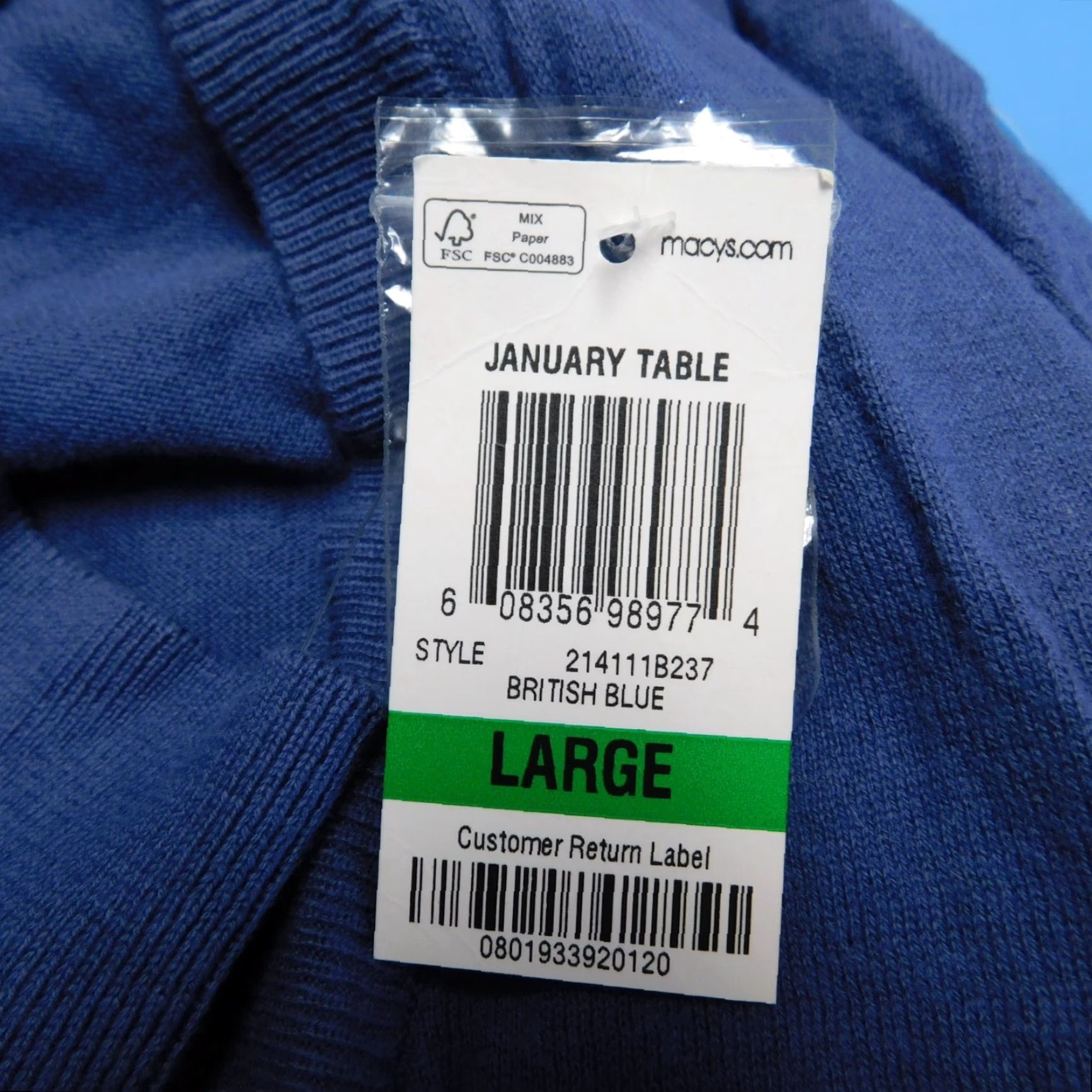 Alfani Alfani Cardigan Shirt Women V-Neck Button Knit Cotton Blue Large L Contemporary Casual Long Sleeve Size L / US 10 / IT 46 - 8 Thumbnail