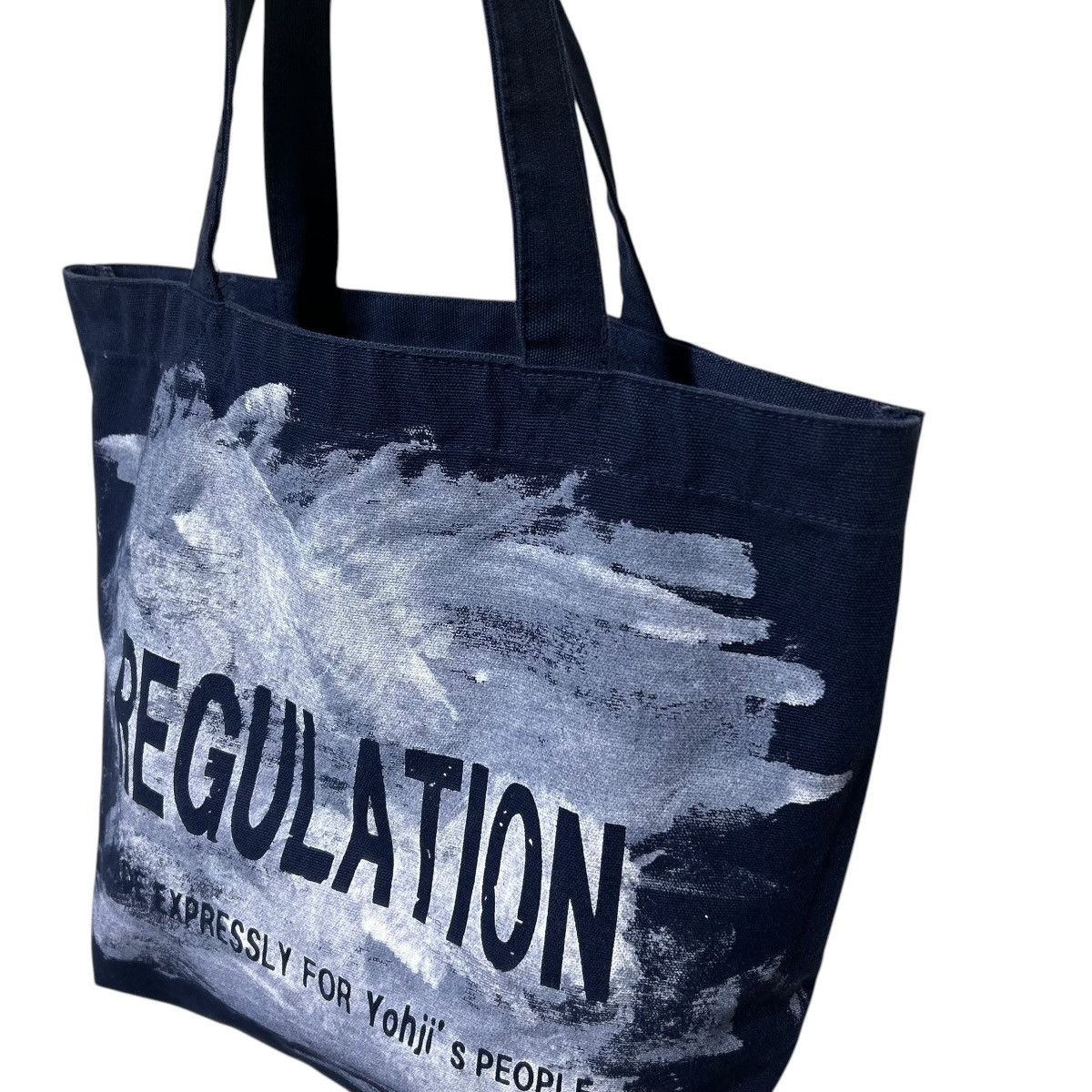 Yohji Yamamoto 729 Yohji Yamamoto bag tote navy cotton Paint design Size ONE SIZE - 3 Thumbnail