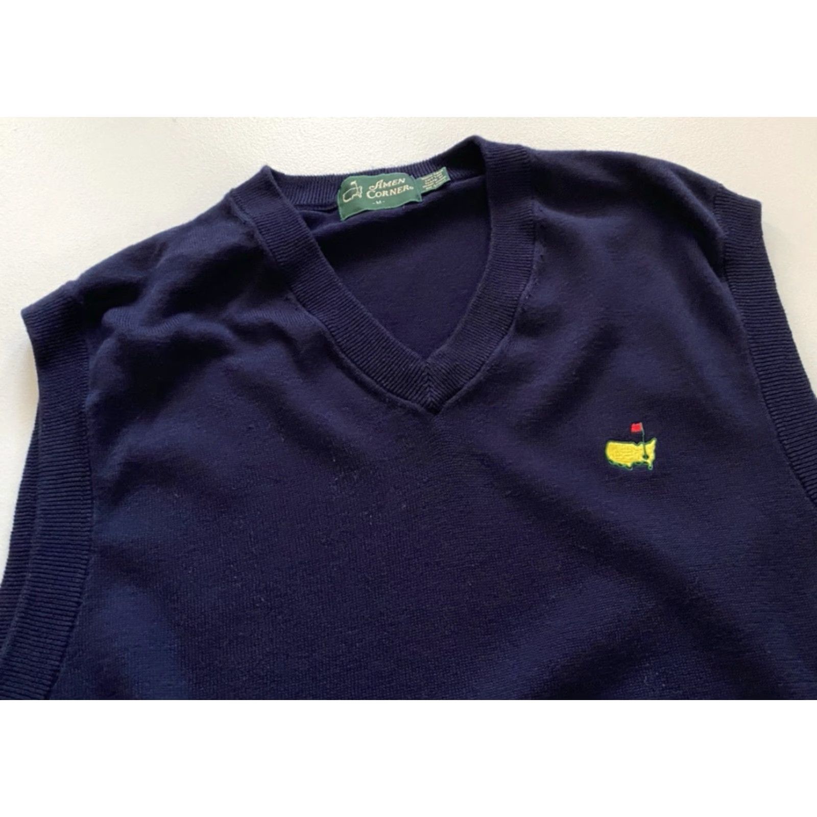 Vintage VINTAGE Amen Corner Men's Knit Vest Shirt Golf/Preppy Navy Pima Cotton Sz M Augusta National Logo Size US M / EU 48-50 / 2 - 3 Thumbnail
