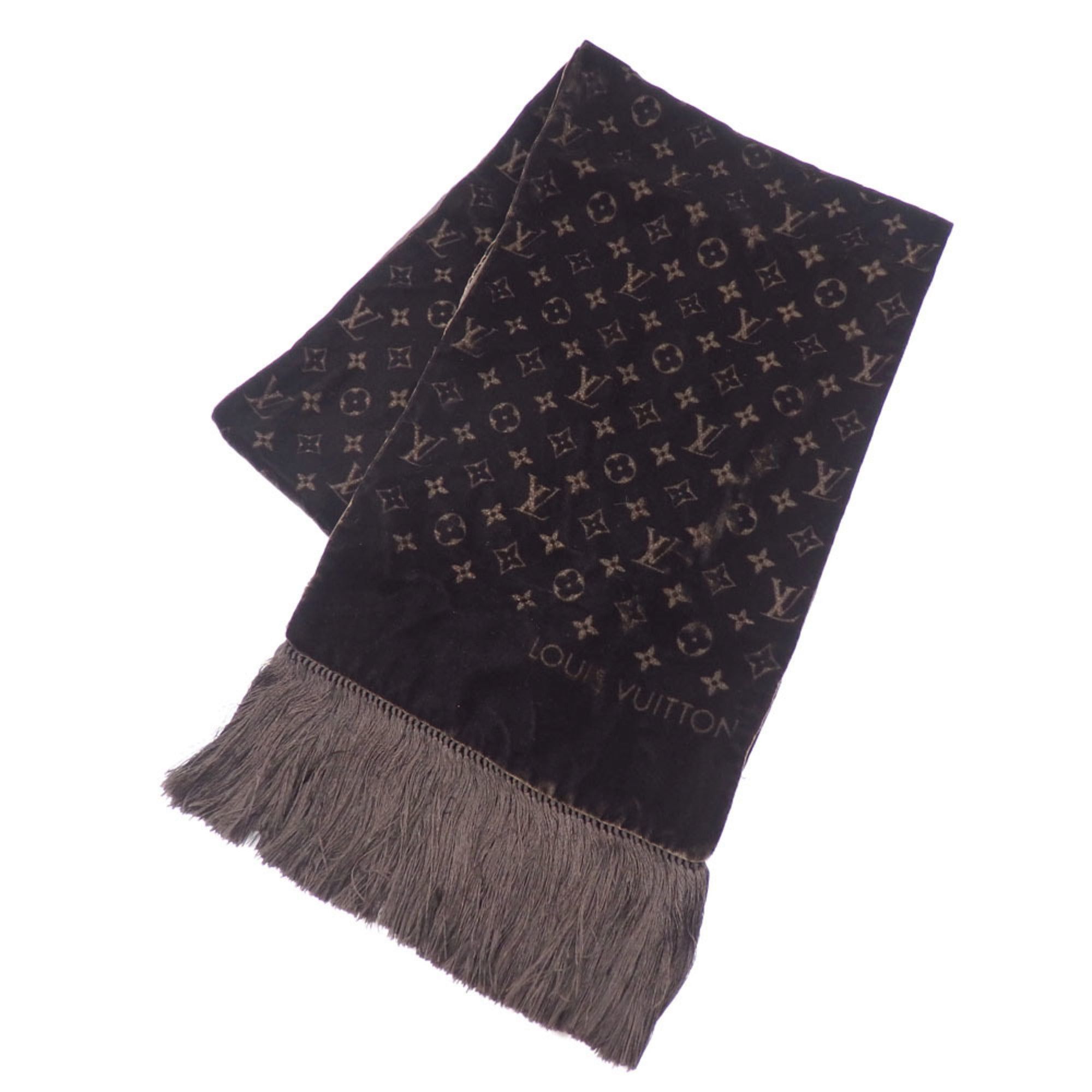 image of Louis Vuitton Scarf Escharpe Bleu Ladies Brown Rayon Other Monogram A2230622, Women's