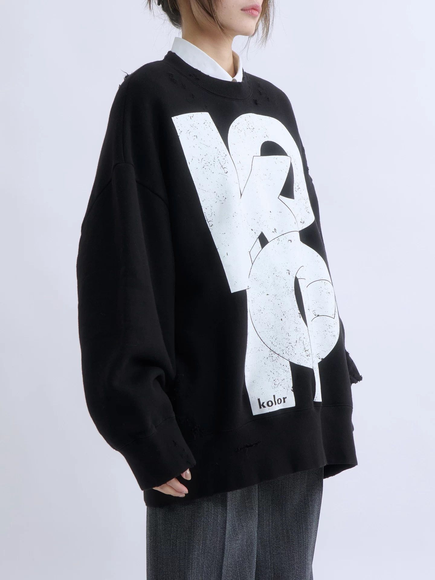Kolor KOLOR 22AW distressed print vintage sweatshirt Size S / US 4 / IT 40 - 4 Thumbnail