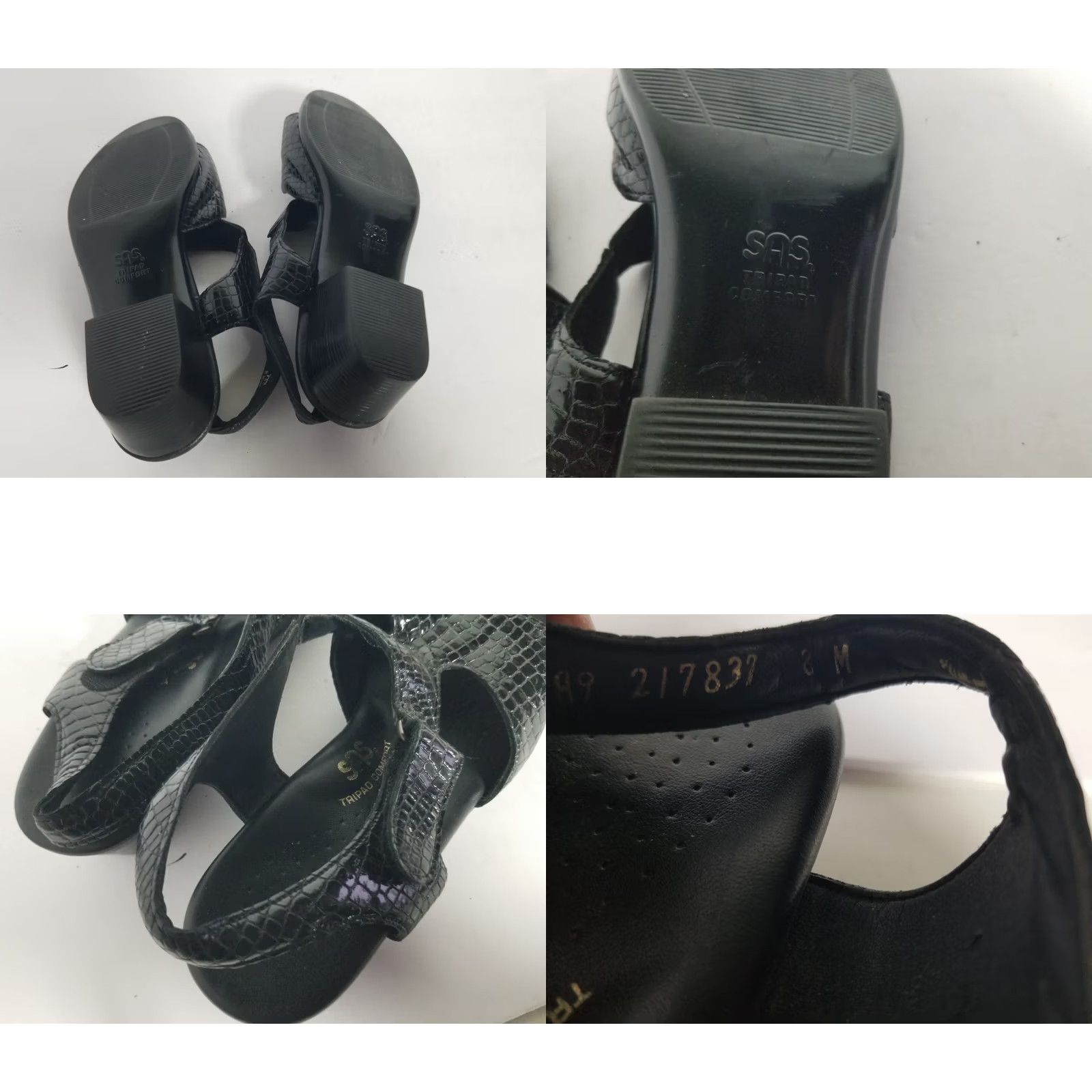 SAS SAS Women's Sandal Slingback Crocs Print Black Patent Leather Size 8 M Indoor Outdoor Womens Size US 8 / IT 38 - 8 Thumbnail