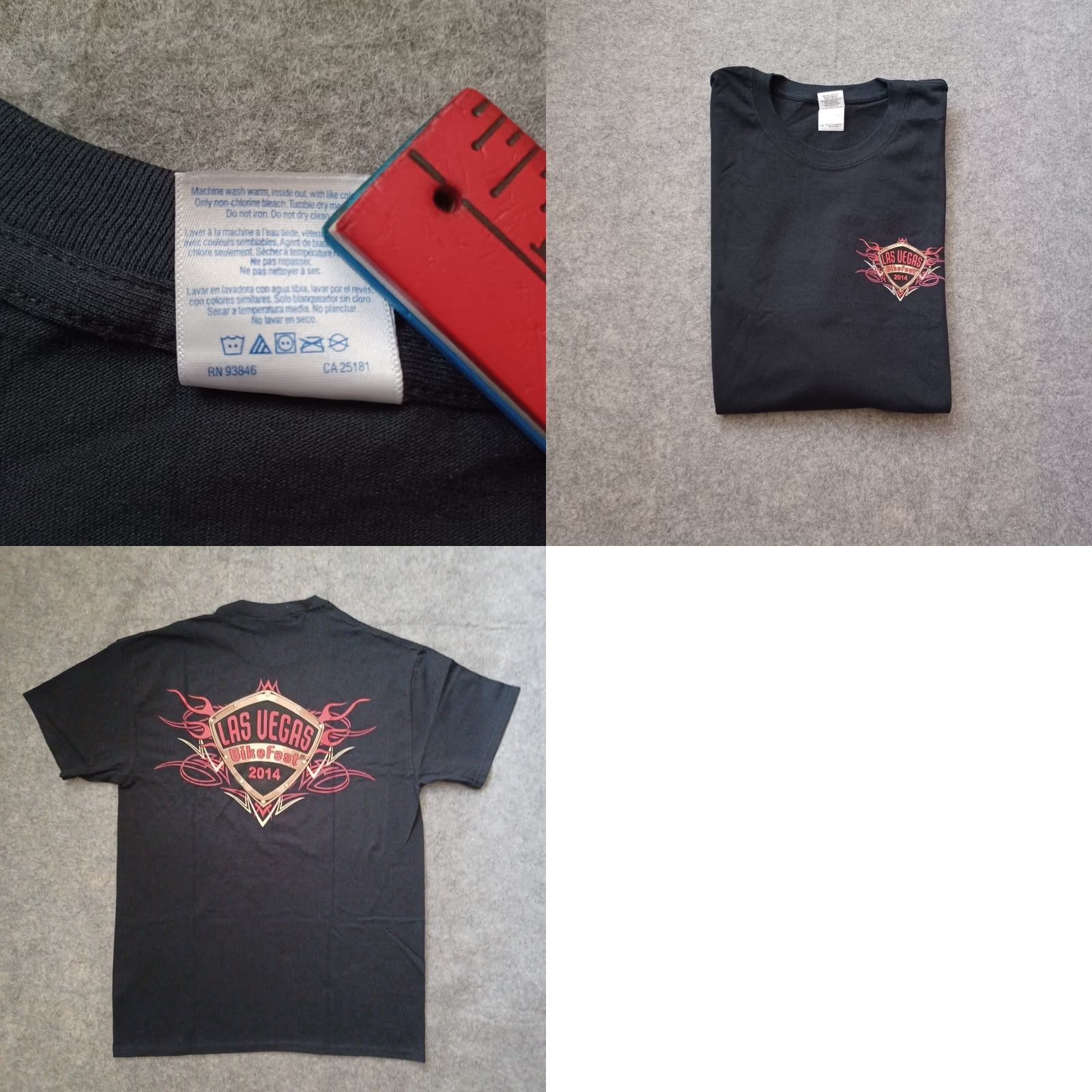 Gildan Gildan Ultra Cotton T-Shirt Mens XXXL Black Bike Fest Las Vegas 2014 Front Back Graphic Motorcycle Front Back Graphic Size US XXL / EU 58 / 5 - 9 Thumbnail