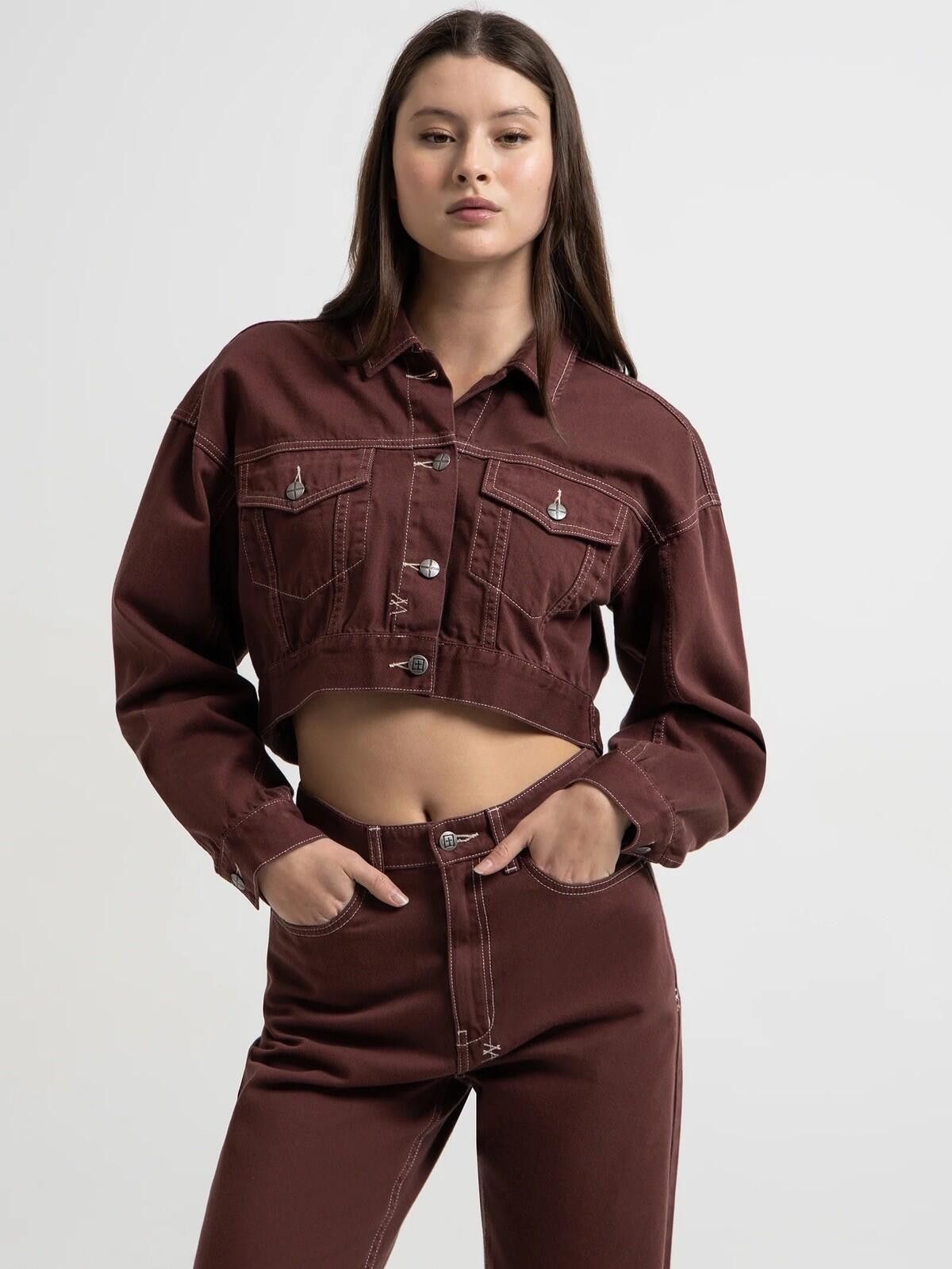 Ksubi new Ksubi womens kommand denim Jacket top small s 8 red Size S / US 4 / IT 40 - 1 Thumbnail