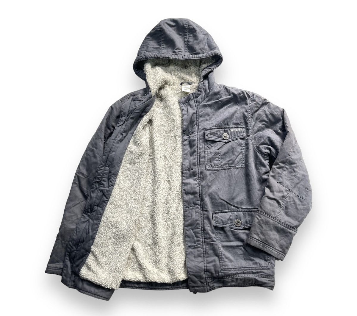 Converse × Vintage Vintage Converse Sherpa Chore Hoodie Jacket Size US XL / EU 56 / 4 - 2 Thumbnail