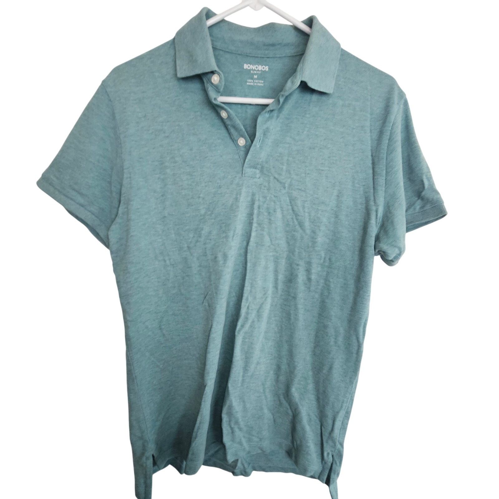 Bonobos Bonobos Polo Shirt Greenish Blue Short Sleeve Slim Fit M Size US M / EU 48-50 / 2 - 1 Thumbnail