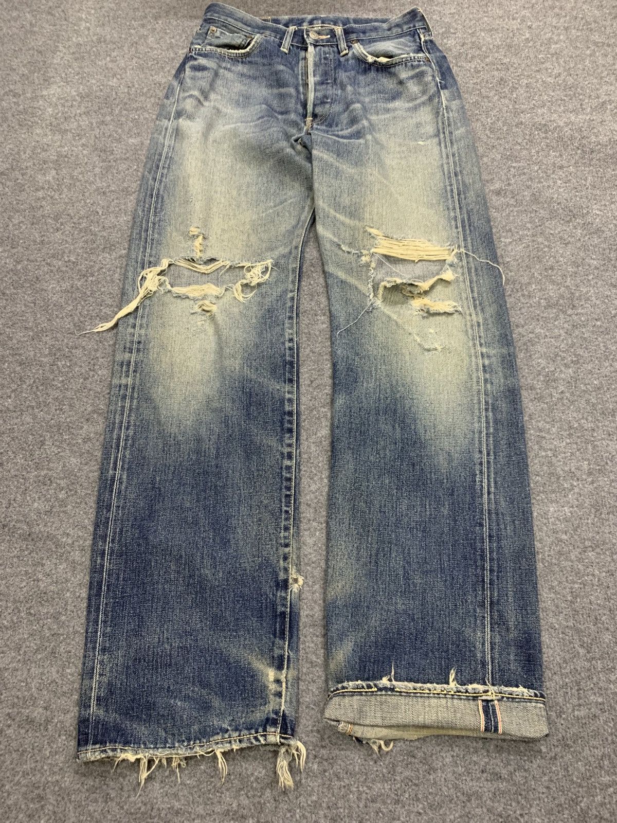 Pre-owned Distressed Denim X Edwin Distressed Edwin 505sx Selvedge In Blue Fade