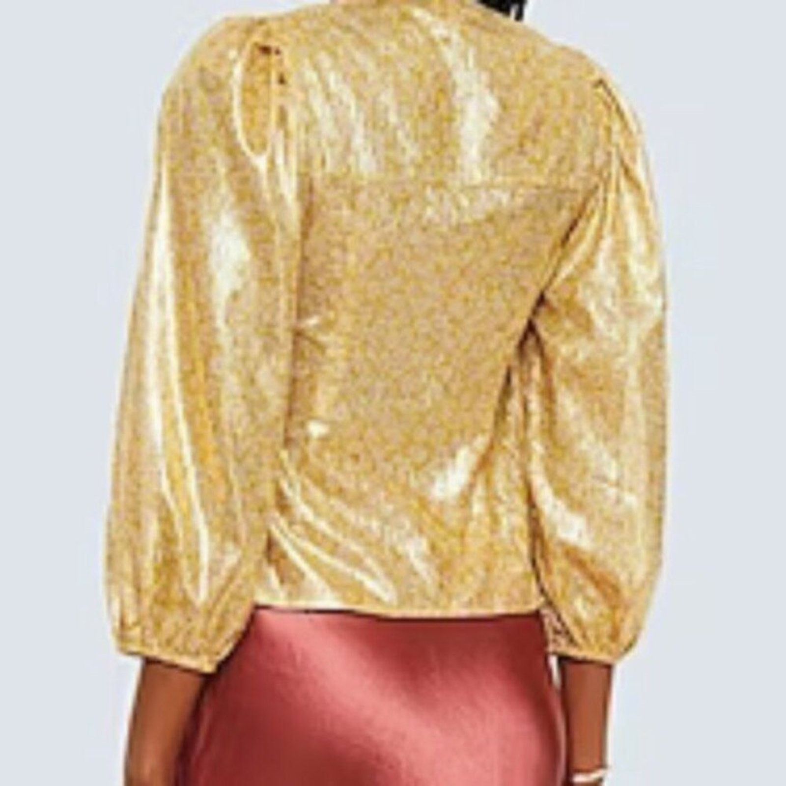 Shrimps Shrimps Cordelia Floral print Lamé Wrap Blouse In Gold 8 Size M / US 6-8 / IT 42-44 - 3 Thumbnail