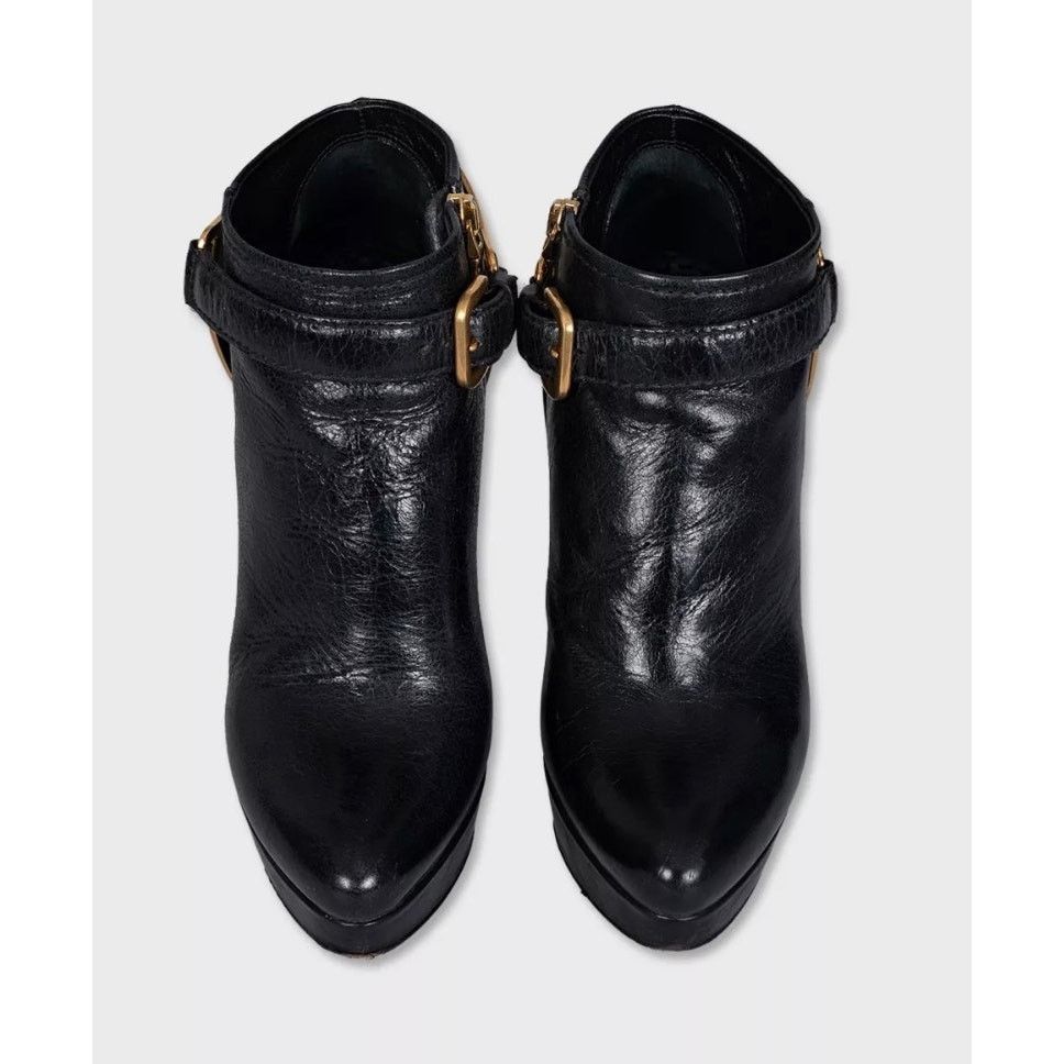 Prada Prada Black Leather Ankle Boots with Gold Hardware, Size 36 Size US 6 / IT 36 - 2 Thumbnail