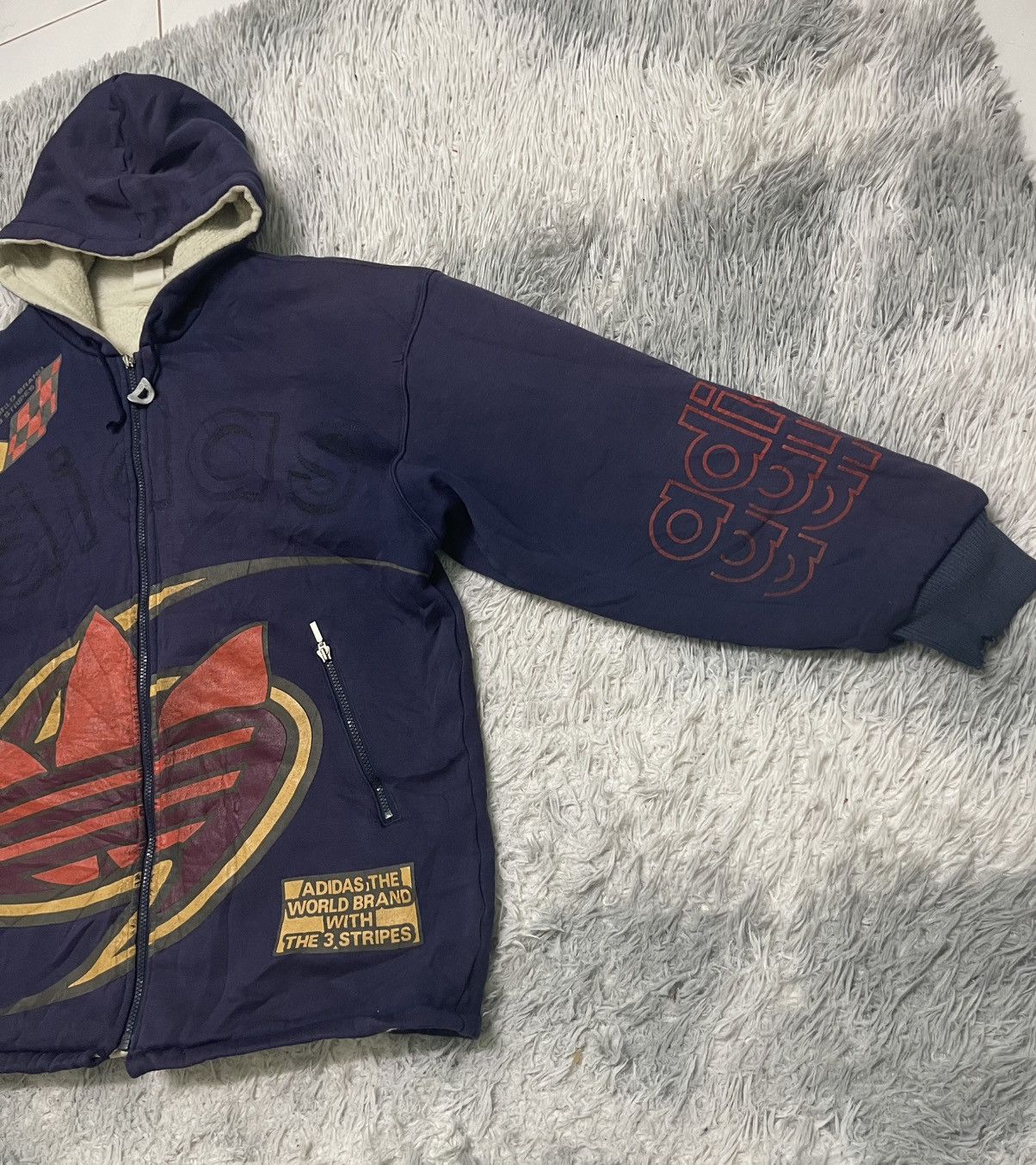 Adidas 90s ADIDAS HOODIE ZIPPER UP RARE DESIGN DISTRESSED Size US XL / EU 56 / 4 - 4 Thumbnail