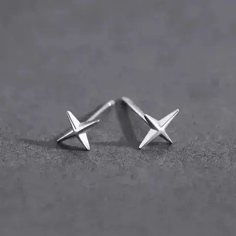 Jewelry Punk Small Cross Stud Earrings Size ONE SIZE - 2 Thumbnail