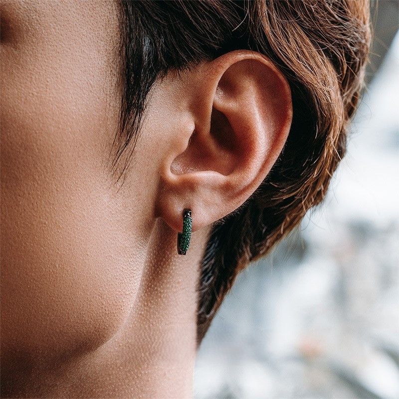 Jewelry × Sterling Silver Hip-hop Earrings One Pairs Chrome Jewelry Size ONE SIZE - 2 Thumbnail