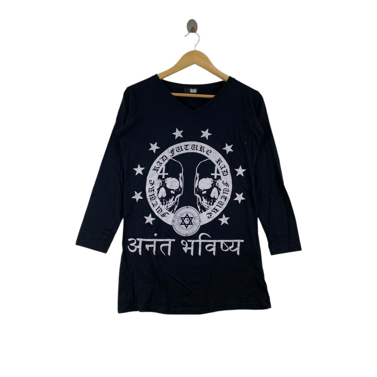Vintage Vintage GLAD NEWS PUNK Rad Future Bones Sanskrit Tee Shirt Size S / US 4 / IT 40 - 1 Thumbnail