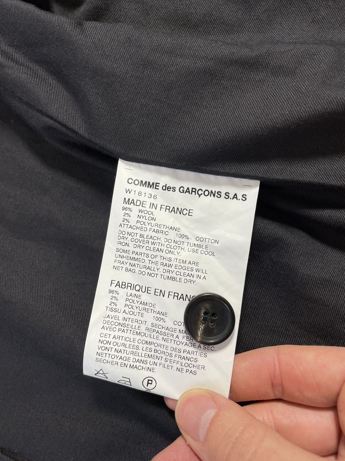 Comme des Garcons Herringbone Wool ‘Raw Edge’ Blazer Size 38R - 12 Thumbnail