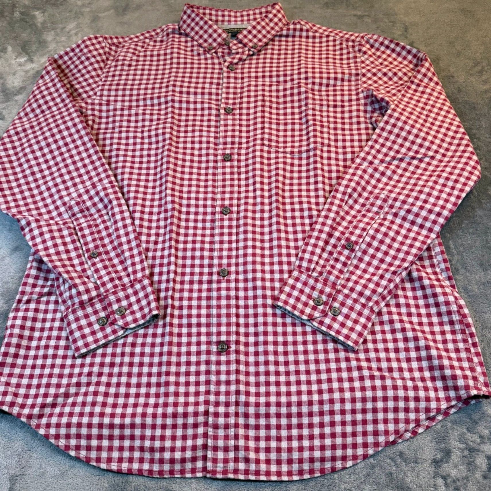 Banana Republic Banana Republic Luxe Flannel Button-Up Mens XL Red Gingham Slim Fit Shirt Size US XL / EU 56 / 4 - 3 Thumbnail